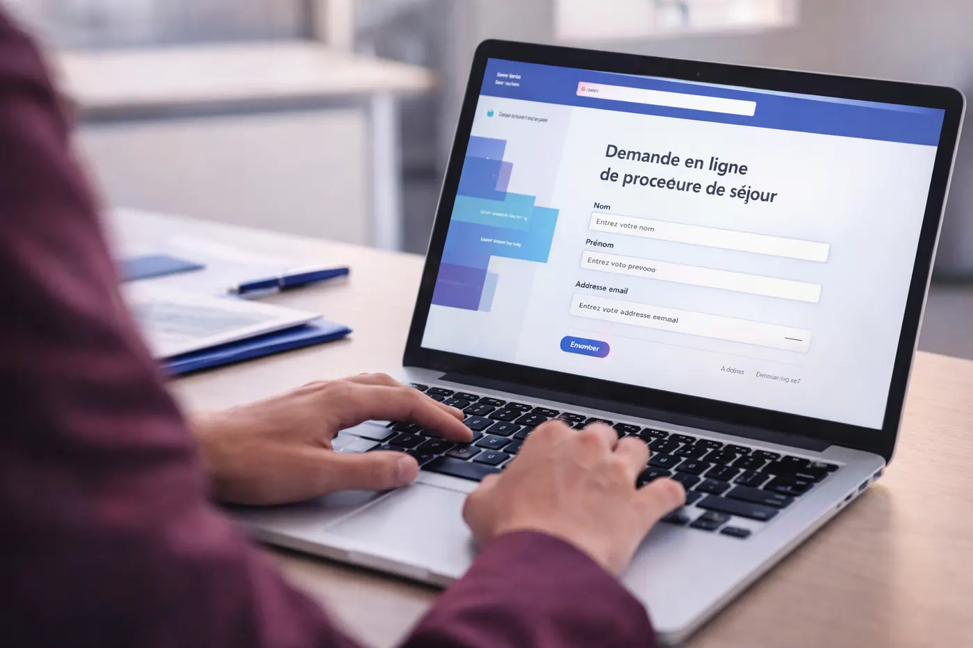 Saisie d’une demande en ligne sur ordinateur